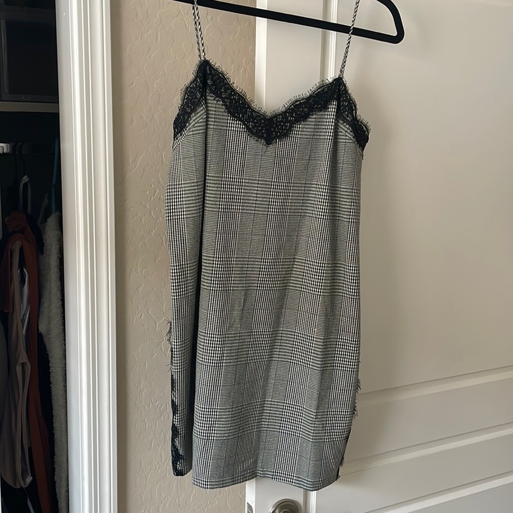 black and white plaid dress